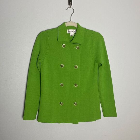 Vintage Double Breasted Collared Sweater Rhinestone Buttos - Picture 2 of 11